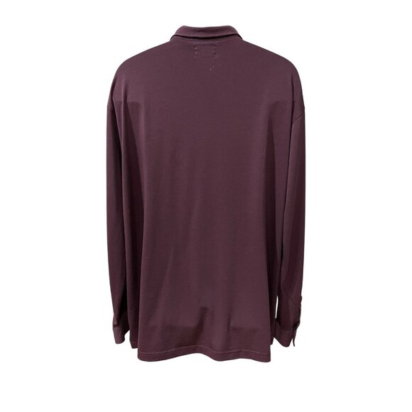 Linksoul XXL Mens Long-Sleeve Polo Shirt Chest Pocket Luxury Cotton Burgundy Col - Picture 2 of 5